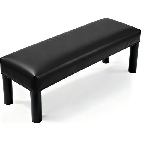 Housse de protection imperméable pour banc de salle à manger rectangulaire en similicuir extensible 80 à 100,1 cm, pour bancs de piano, chaises de cuisine, salle à manger, noir (1/5)