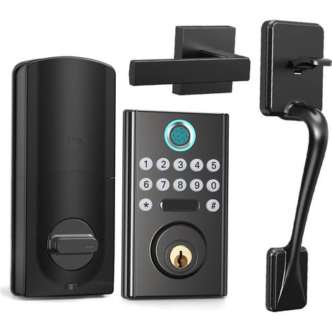 Serrure de porte intelligente Serrure de porte d'entrée sans clé intelligente poignée de traction ensemble bouton serrures d'empreintes digitales numériques for la sécurité meubles d'hôtel de bureau à (1/5)