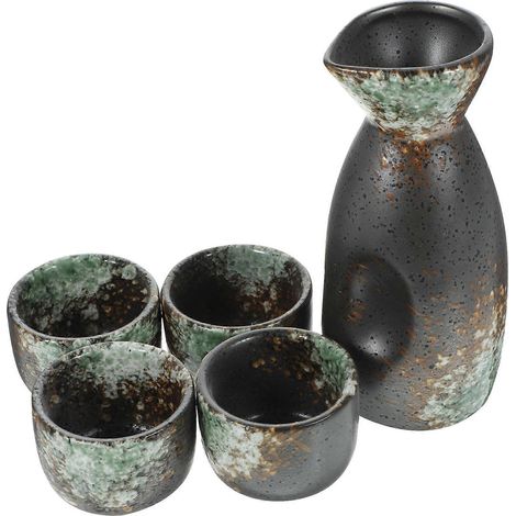 Retro-Sake-Set im japanischen Stil (Kanne und Becher) für Familienfeiern und besondere Anlässe (1 Set). (1/5)