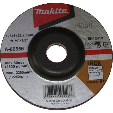 Meule à ébarber inox, pour meuleuses d'angle 125 x 6 x 22,23 MAKITA A-80656 (1/5)