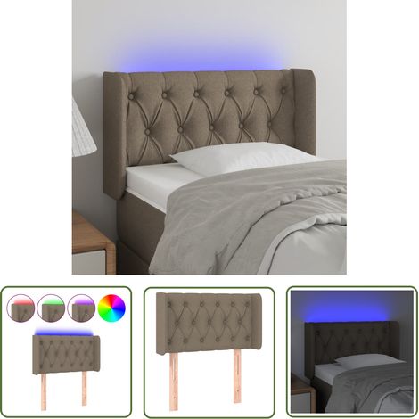 The Living Store Tête de lit à LED Taupe 83x16x78/88 cm Tissu - Tête De Lit Led - Têtière Lit - Éclairage Led - Chambre À Coucher - Décoration Murale (1/5)