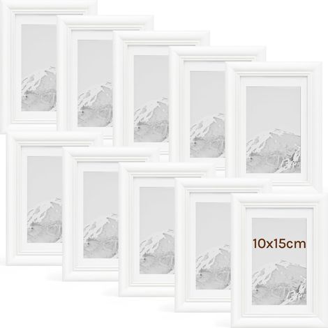 WOLTU 10x Cornice Foto da tavolo da muro 10x15cm, Bianco (1/5)