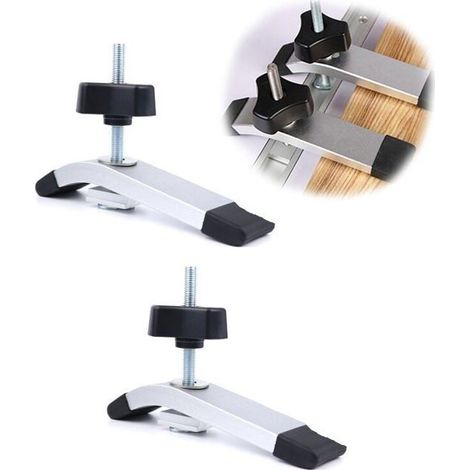 Pinces de maintien à action rapide - MICH - Lot de 2 - Aluminium - T-Track - Serrage ajustable - Argenté - Filetage M8 (1/4)