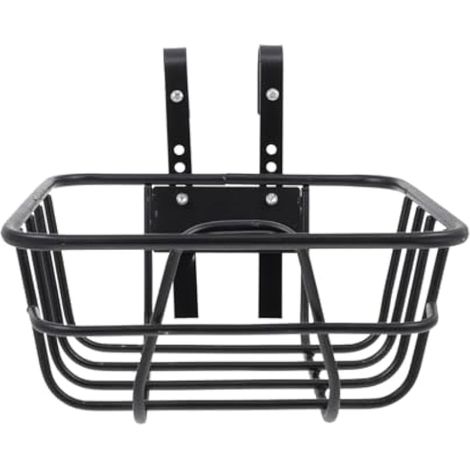 Panier Avant de vélo en Fil métallique avec Crochets, générique pour VTT, Noir, sans Couvercle, Cadre renforcé 25x25x12cm (1/5)