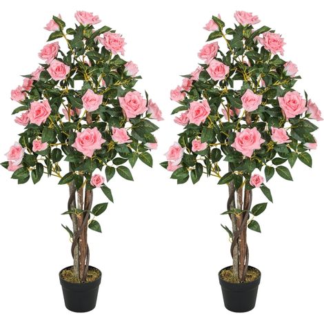 Set of Two Faux Rose Plants, with Pots (1/5)