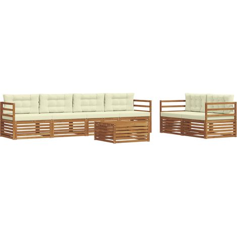 Outdoor Sofa Set with Cushion 7 pcs Natural and Cream vidaXL (1/5)