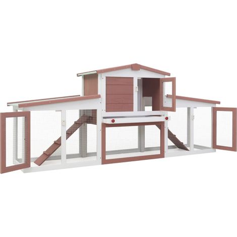 INLIFE Clapier large d'extérieur Marron et blanc 204x45x85 cm Bois (1/5)