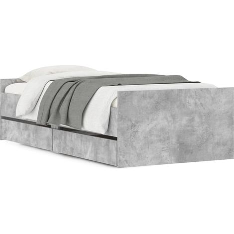 Maison Exclusive - Bettgestell mit Schubladen Betongrau 90x200 cm
