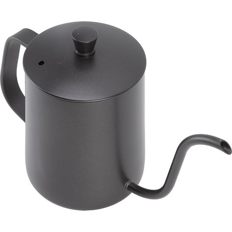 Bouilloire à café coulante en acier inoxydable, bec verseur fin, 600ml, revêtement PTFE noir, idéale pour préparation manuelle (1/5)