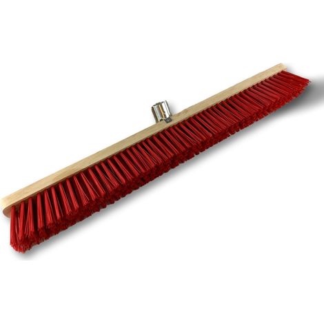 Balai d'atelier type cantonnier Piste Extérieur Longueur 80 cm Garnissage brosse PVC rouge Semelle bois Douille métal boulonnée Ø 28 mm Sans manche Kibros 2380B (1/5)