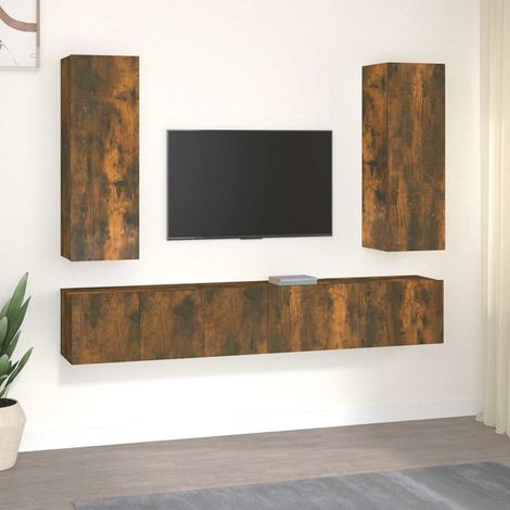 vidaXL 5 Piece TV Cabinet Set Smoked Oak Engineered Wood (1/5)