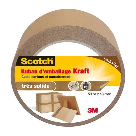 Adhésif Scotch Emballage Une Face Multiusage L.50 M X L.48 Mm, Kraft (1/5)