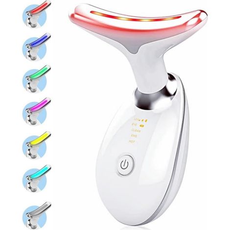 Dispositif de Beauté Anti-rides, Compresse Chaude Visage Massager avec 7 couleurs - 45 ℃ Thérapie de la Lumière Masseur Visage EMS lifting du Cou raffermissant pour tonifier le Visage avec 3 modes (1/5)