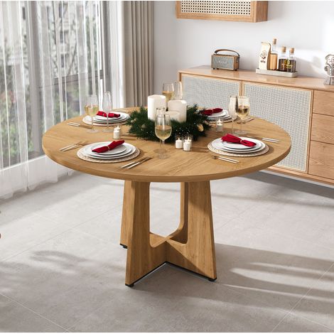 Mesa comedor redonda MDF roble 120 cm para 4-6 OKMYHOME (1/5)