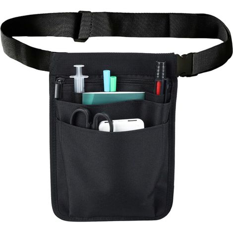 Arzttasche, Multifunktions-Werkzeugtasche, Gürteltasche für Werkzeug, Schwarze Aufbewahrungstasche für Zubehör mit Gürtel (1/4)