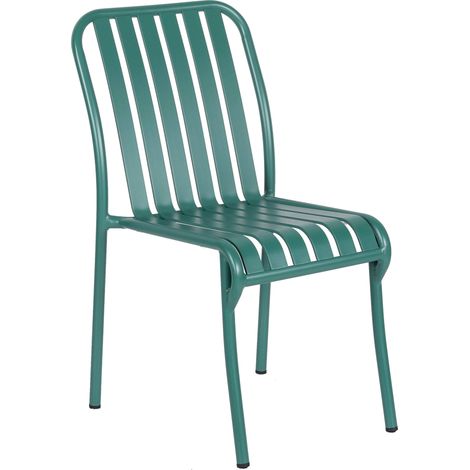 Chaise design de terrasse en aluminium vert foncé (1/5)
