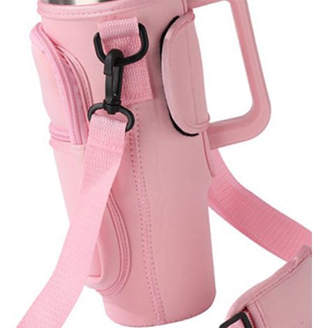 Sac isotherme antidérapant portable à double couche avec poignée, compatible avec les gobelets isothermes Stanley de 1,2 L (40 oz), rose (1/5)