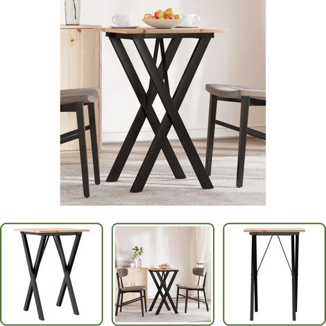 Bois de pin - Table à manger cadre en X 50x50x75 cm bois de pin massif acier (1/5)