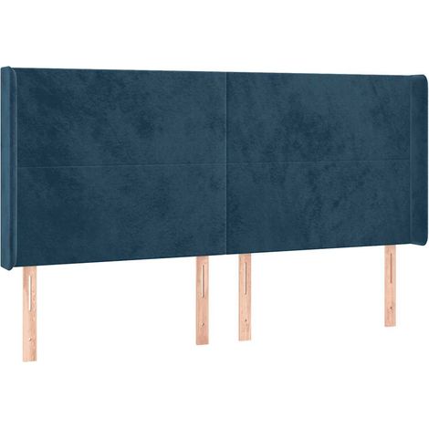 Testiera Testata del letto ad Orecchio Blu Scuro 103x16x118/128 cm in Velluto (1/4)