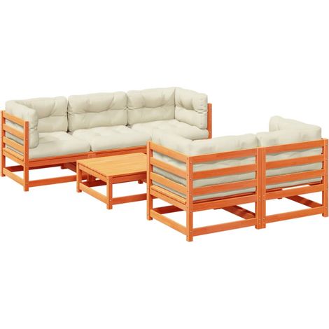 Maison Exclusive - Set de sofás jardín 6 pzas con cojines madera (1/5)