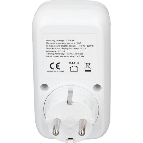 Prise thermostat numérique avec écran rétroéclairé, contrôleur de température chauffage refroidissement, socket EU 230V 16A (1/5)