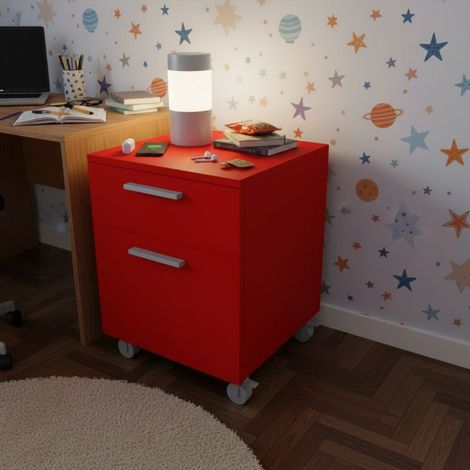 Cassettiera colorata per cameretta o ufficio - Soluzione salvaspazio con chiusura rallentata - Rosso (1/5)
