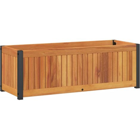 Fioriera rialzata per aiuola terrazza giardino 80 x 30 x 275 cm legno massello di acacia e acciaio marrone 020037866