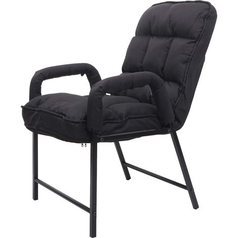 Sedia poltrona imbottita relax regolabile HHG-127 metallo tessuto nero