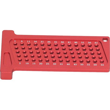 Règle de traçage portable en alliage d'aluminium, rouge, pour le positionnement des trous de 65 mm dans le travail du bois. Idéale pour le bricolage. (1/5)