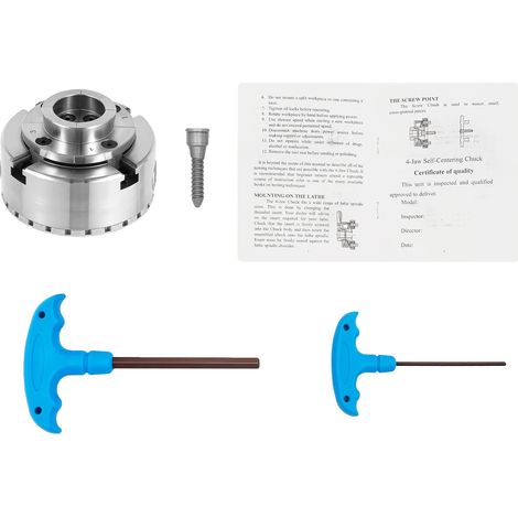 Mandrin à 4 mors, haute précision, compatible avec les tours à bois, Argent (1/2)