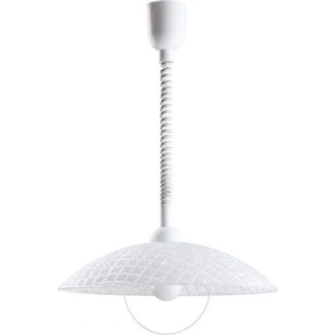 Lampadario A Sospensione Moderno Alvez Policarbonato Bianco Vetro 1 Luce E27