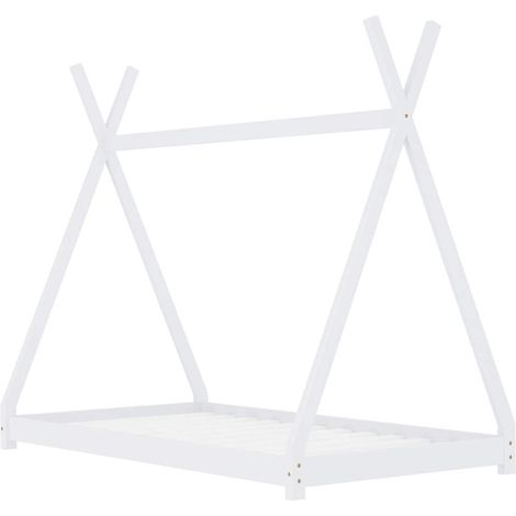Lit enfant pour 1 personnes, Structure de lit, Assemblage Facile, Blanc Bois de pin massif 80x160 cm OIB1976E