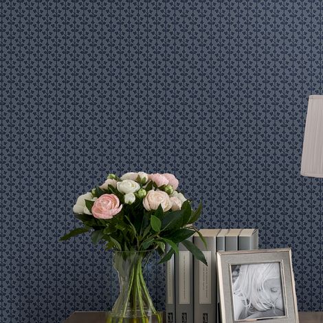 Papier peint intissé Laura Ashley Seaham Midnight 1005 x 52cm Bleu (1/5)