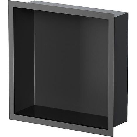 Niche murale pour douche avec cadre d’encastrement et manchette d’étanchéité 324x324x100mm, revêtement par poudre noir (1/5)
