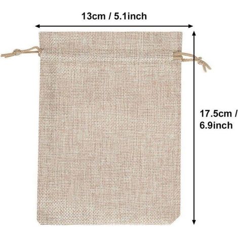 Sacs en jute - Lot de 30 - Sacs en jute - Réutilisables - Sac cadeau à cordon - 3 x 18 cm - Beige Femeo (1/5)
