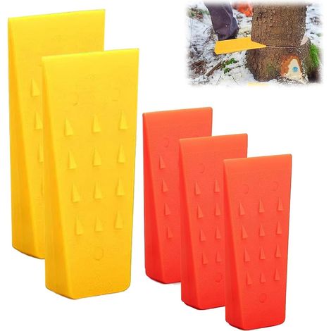 Kit de Cale d'Abattage 5 Pièces 2x8 Pouces 3x6 Pouces Cales Forestières en Plastique Antidérapante avec Crans Résistantes au Gel INCL Filet de Transport Cales pour Abattage Sécurisé (1/5)