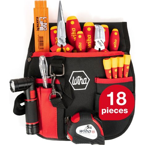 Wiha Tool set basic electrician's equipment 18 part I belt pouch I for mobile application I VDE tool (44574) (1/5)