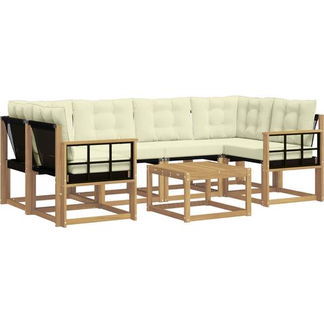 Outdoor Sofa Set 7 pcs White and Cream vidaXL (1/5)