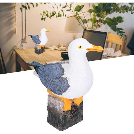 Figura decorativa de gaviota [Decoración náutica para el hogar – Modelo de resina, 19,5 cm] Diseño adorable, realista, mano de obra exquisita (1/5)