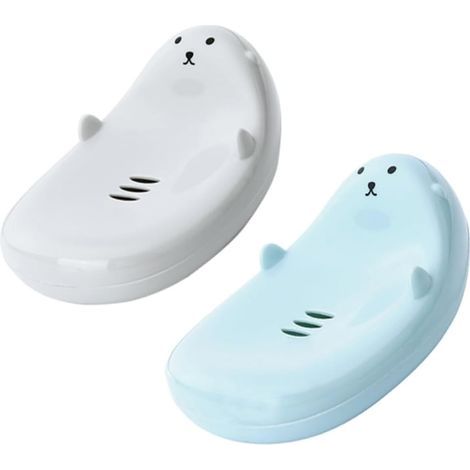 Set of 2 children's soap boxes, creative soap dish for bathroom, blue, grey (1/5)