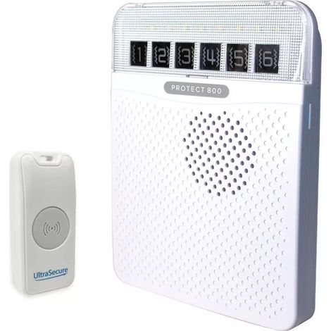 Sonnette 800 mètres sans fil - Bouton autonome IP56 résistant aux intempéries & carillon longue distance blanc (P800) (1/3)