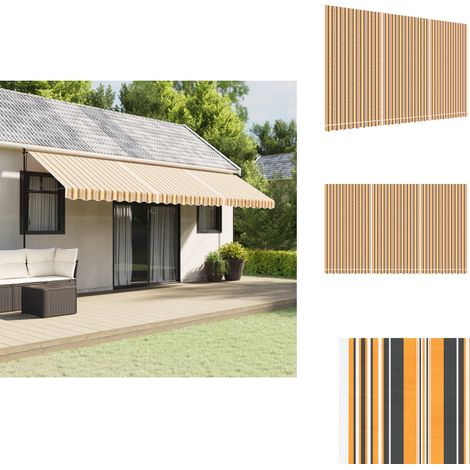 Tissu de remplacement pour auvent rayures multicolores 6x3,5 m - Toile De Store - Tissu D'auvent - Auvent De Jardin - Parasol - Abri Solaire (1/5)