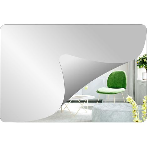 Miroir Adhesif Mural 30x20cm Acrylique Miroir a Coller Incassable Autocollant Décoration Salle de Bain Chambre Placard sans Perçage (1/5)