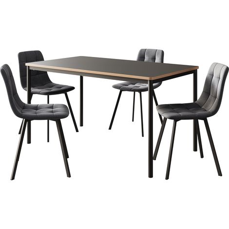 Conjunto de mesa y sillas de comedor para 4 personas gris oscuro 030009443 (1/5)