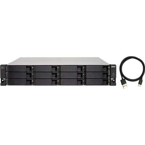 QNAP TL-R1200C-RP JBOD Rackmount da 12 Bay USB 3.1, Custodia per Dischi HDD/SSD 2.5/3.5 Pollici, Nero/Grey (1/5)