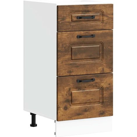 Armoire de cuisine Kalmar rangement pratique pieds réglables 40 x 46 x 81,5 cm en bois d'ingénierie chêne fumé (1/5)