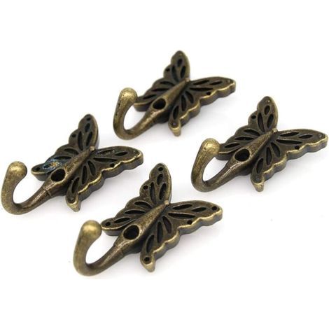 Stück Vintage-Schmetterlings-Wandhänger aus Messing für Mäntel, Hüte und Handtücher (1 3/8 Zoll lang, 2 11/64 Zoll breit) (1/4)