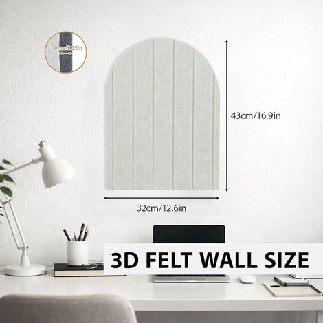 3D Wall Panel, 43 x 32 cm Felt Wall Protection Panel Anti-Collision Wall Protection Panel for Office Home Bedroom Wall Decor Light Camel (1/4)