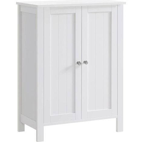 Mobiletto da bagno 60 x 30 x 80 cm con 2 ante a battente 3 scomparti divisori removibili bianco 120006476
