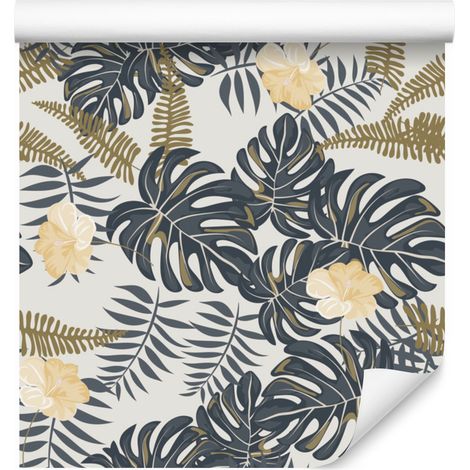 Papier peint à motifs de feuilles vertes pour salon et chambre 50x1000 cm (1/5)